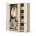 Kleiderschrank MDF Eiche Weiß mit Kleiderstangen und Regalböden