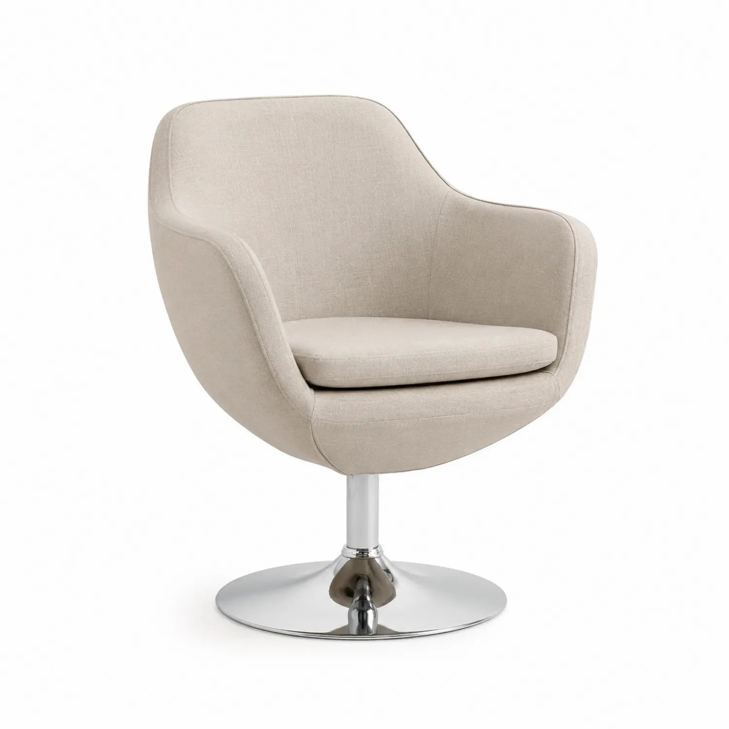 Leinenstuhl Beige mit drehbarem Chromfuß