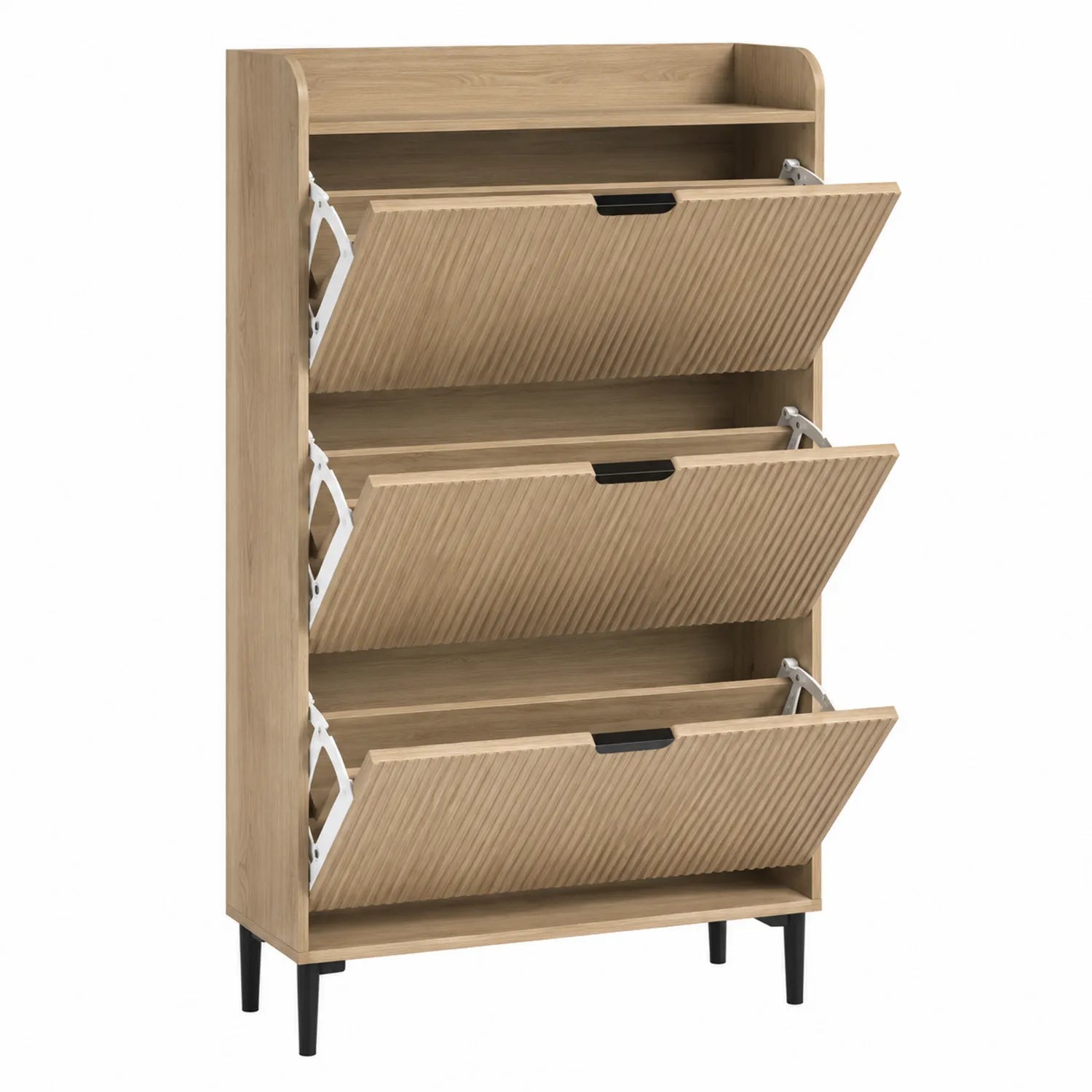 Schuhschrank Eichenfurnier mit 3 Klappen