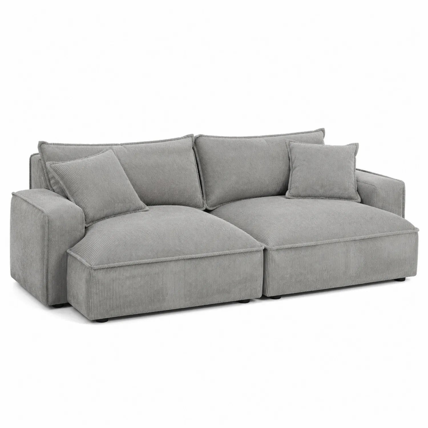 Modulares Sofa Cordstoff Grau 2-Sitzer 230 cm