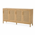 Holz Sideboard mit Rattangeflecht-Türen Natur 160x40x80 cm