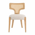 Eiche Esszimmerstuhl mit Rattangeflecht Rückenlehne und Polyester Beige