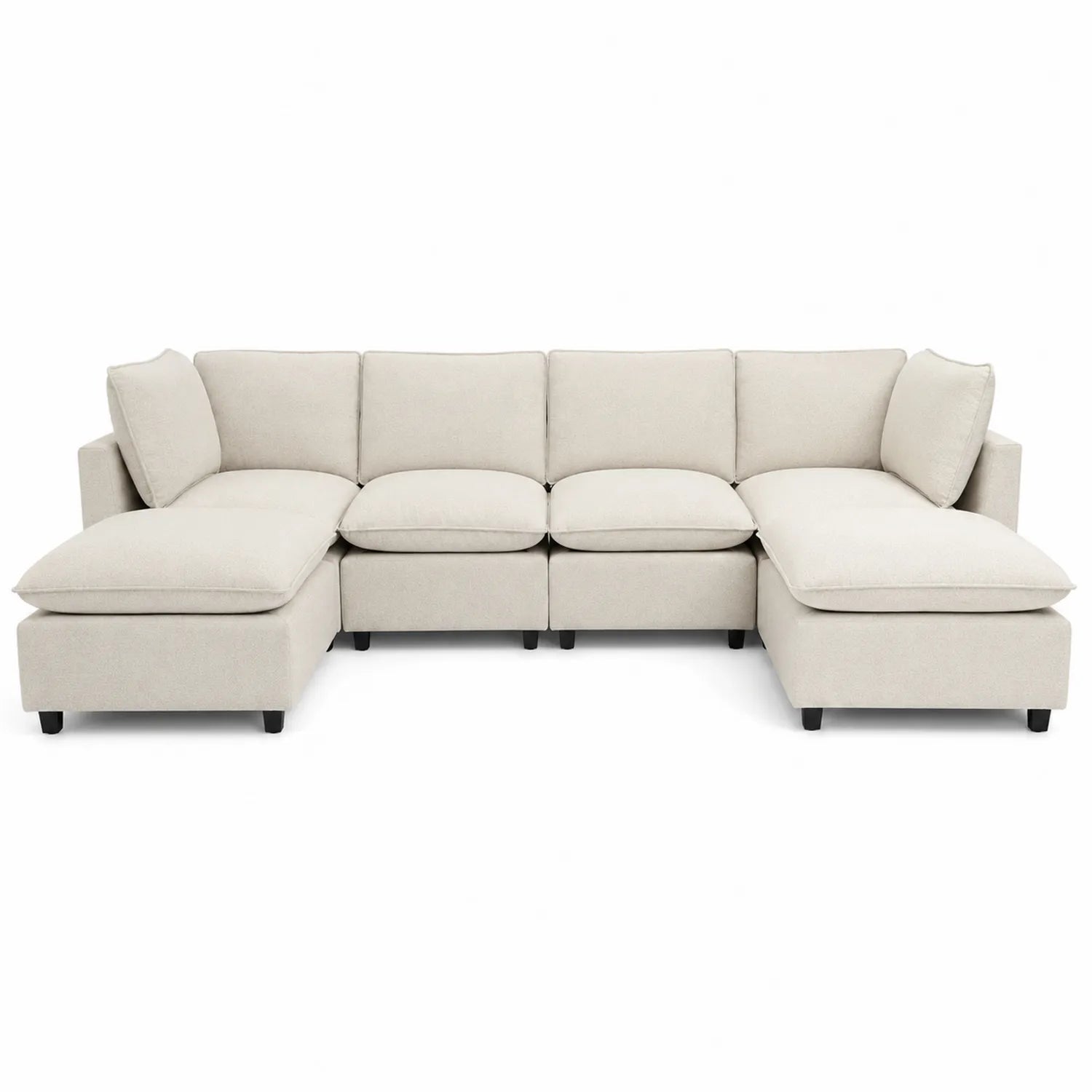 Modulares Ecksofa Set 6-Sitzer Stoff Beige 300cm