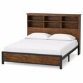 Bett mit Holzfurnierkopfteil und Stahlrahmen Dunkelbraun 200x160 cm