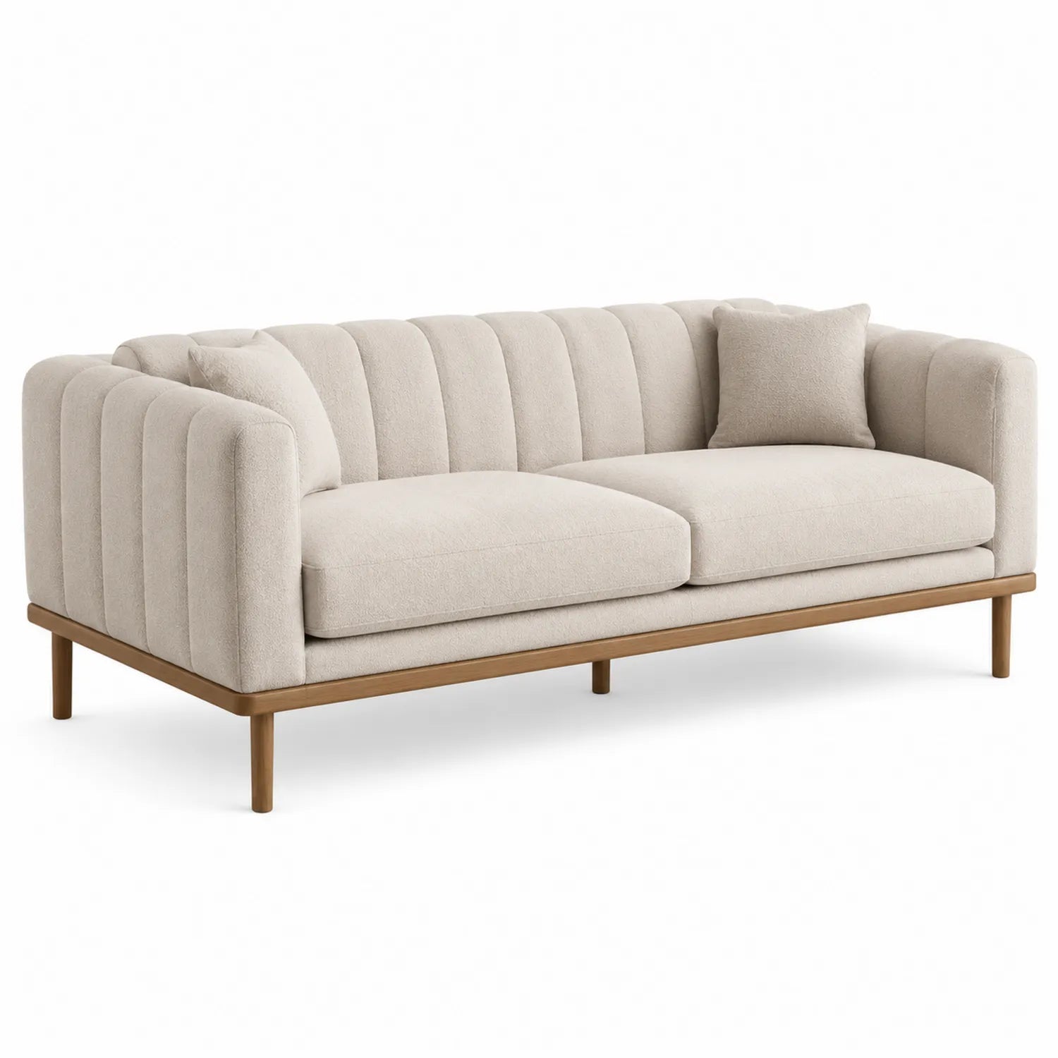 3-Sitzer Sofa aus Stoff in Beige mit Holzrahmen 210 cm