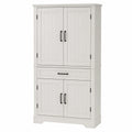 Weißer Holzschrank mit 4 Türen und 1 Schublade