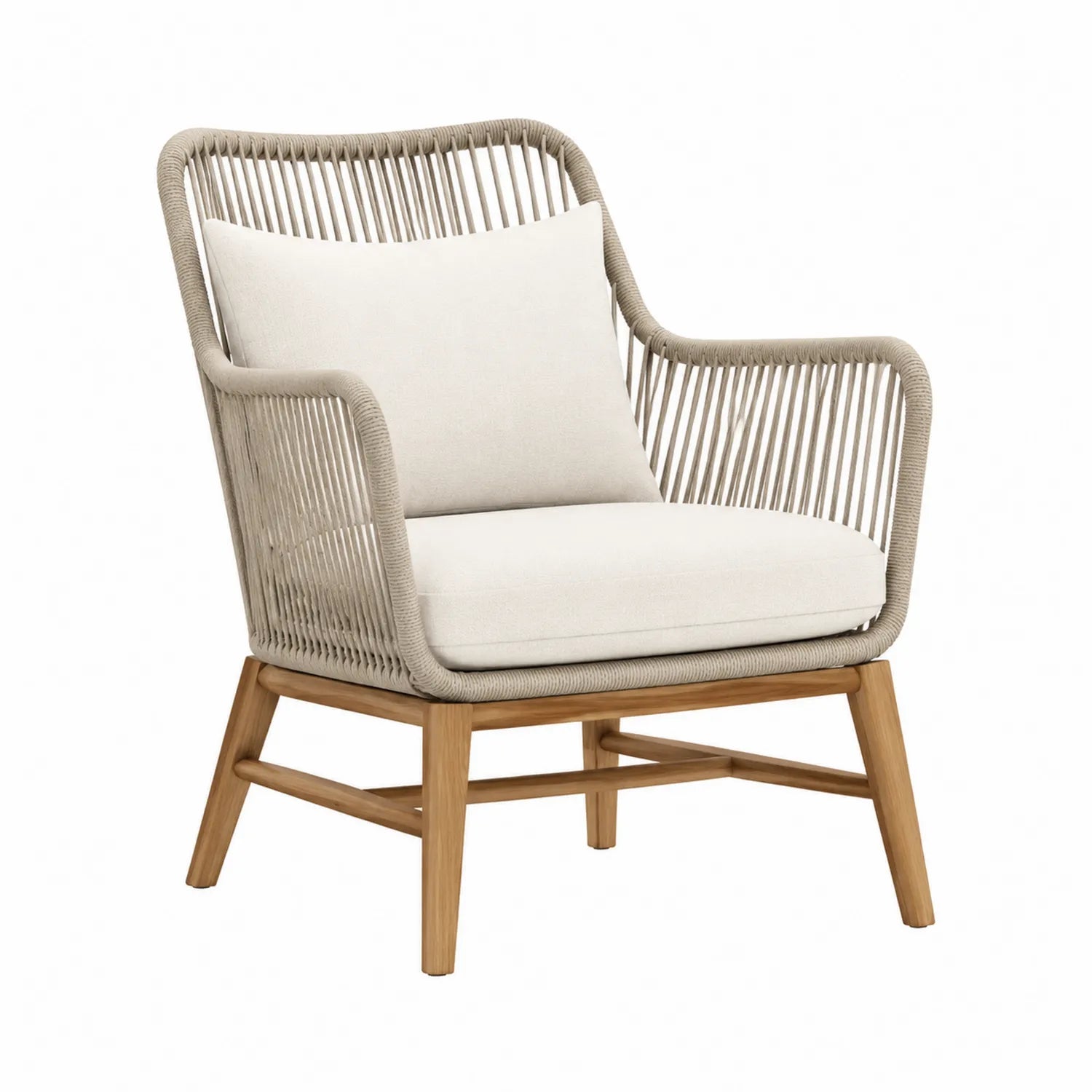 Gartenstuhl aus Teakholz und Seilgeflecht Beige 80x75x85 cm