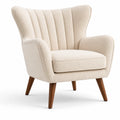 Sessel aus Bouclé und Eichenholz Creme 80 cm