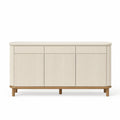 Sideboard MDF mit Massivholzrahmen Creme 3 Türen 3 Schubladen 150cm
